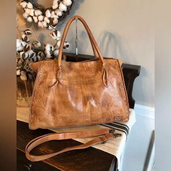 Bed Stu Leather Rockaway Shoulder Crossbody Bag Tote Tan Rustic MSPR $330 - Picture 13 of 14